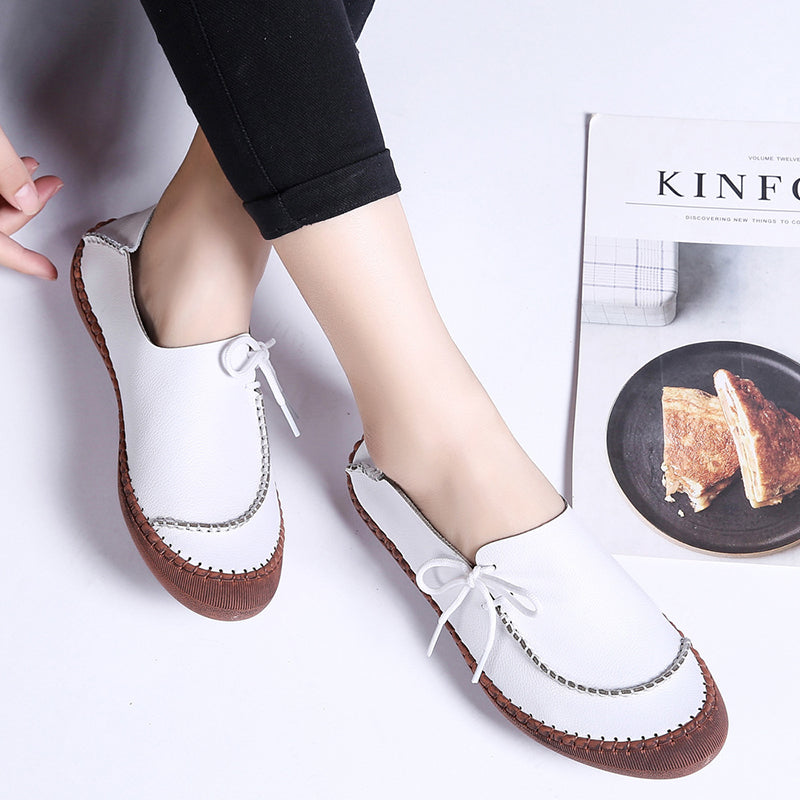 size 11.5 women loafers flat lace up stitching casual loafers