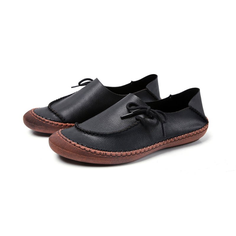 size 11.5 women loafers flat lace up stitching casual loafers