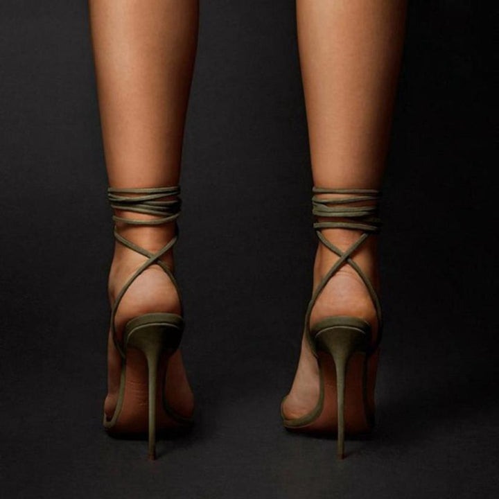 size 11.5 women strappy sandals peep toe hollow heel sandals