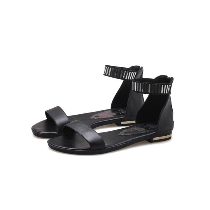 size 12 women flat sandals hollow peep toe low heel sandals