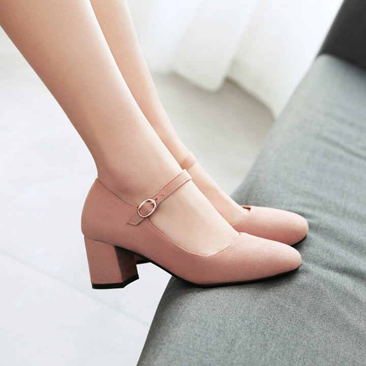 size 11 women heeled loafers suede buckle strap mary jane loafers