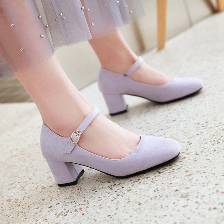 size 11 women heeled loafers suede buckle strap mary jane loafers