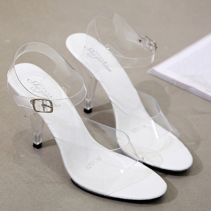 size 12 women heel sandal ankle strap clear heel dress sandals