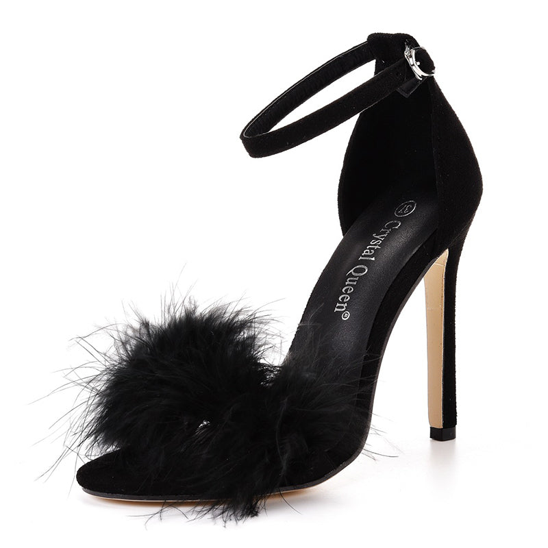 size 12 women heel sandal faux fur stiletto high heel sandals
