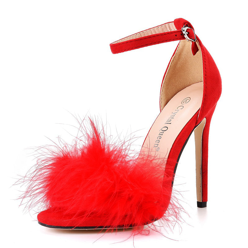 size 12 women heel sandal faux fur stiletto high heel sandals