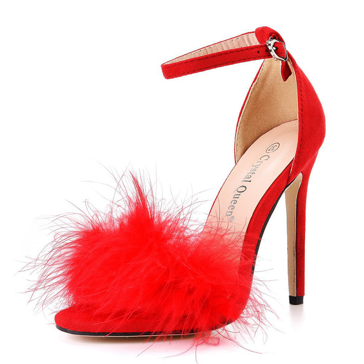 size 12 women heel sandal faux fur stiletto high heel sandals
