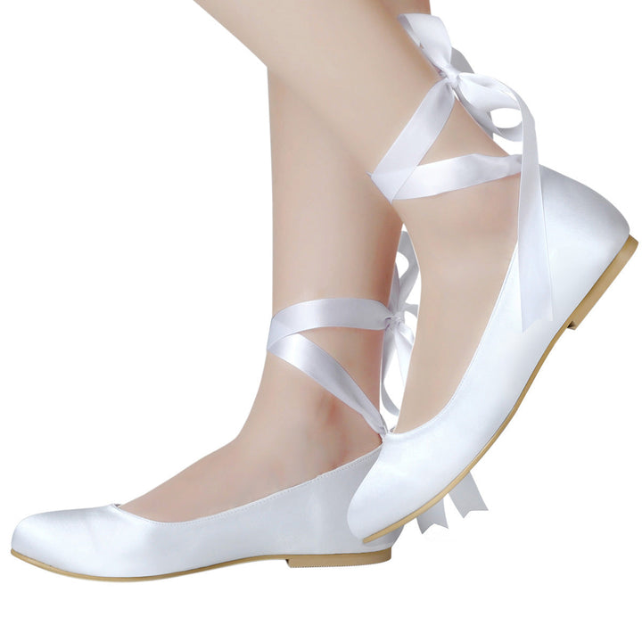 size 11 women wedding flats round toe bow strappy lace up flats