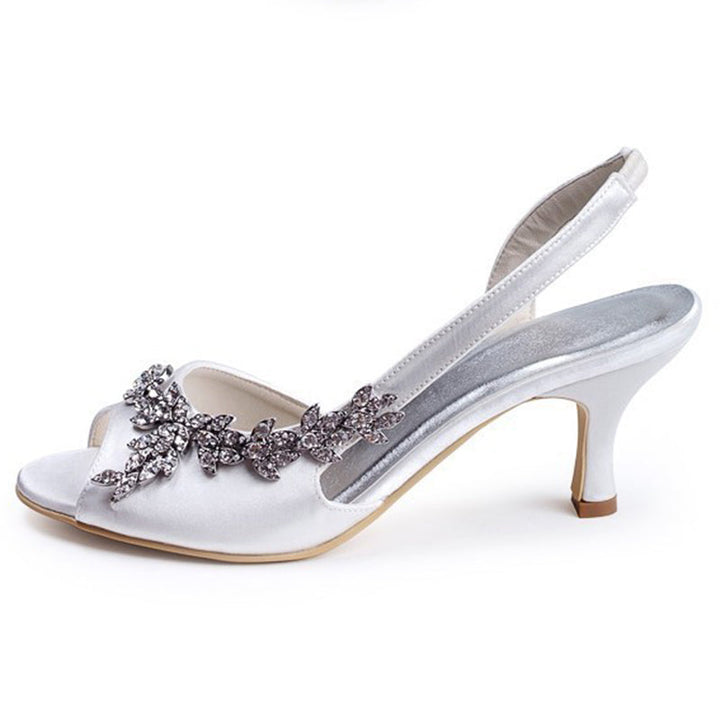 size 11 women wedding sandals peep toe leaf rhinestone sandals