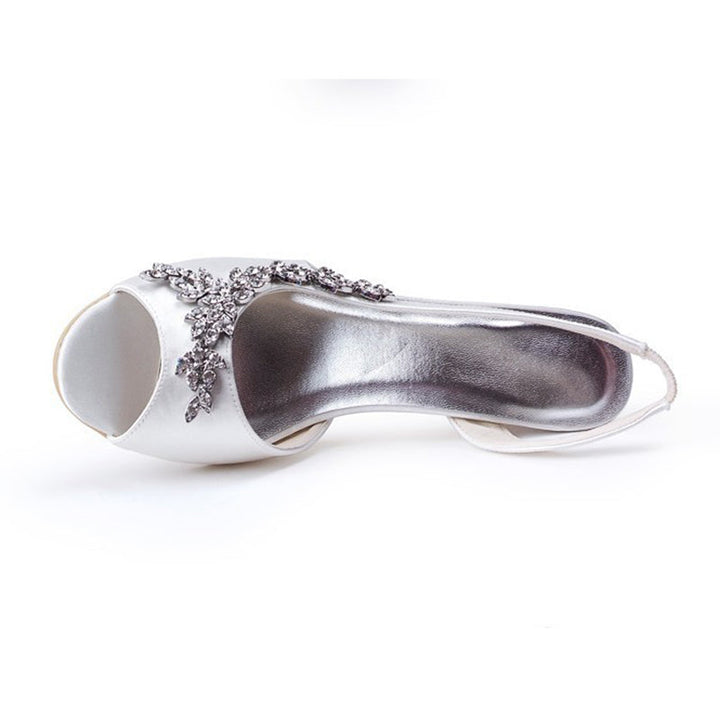size 11 women wedding sandals peep toe leaf rhinestone sandals