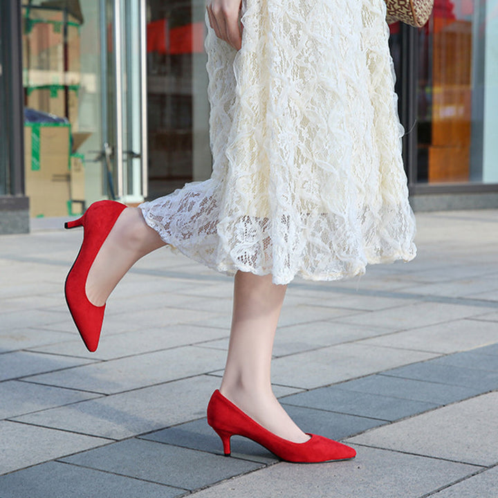 size 12 women kitten heels pointed toe OL suede stiletto heels
