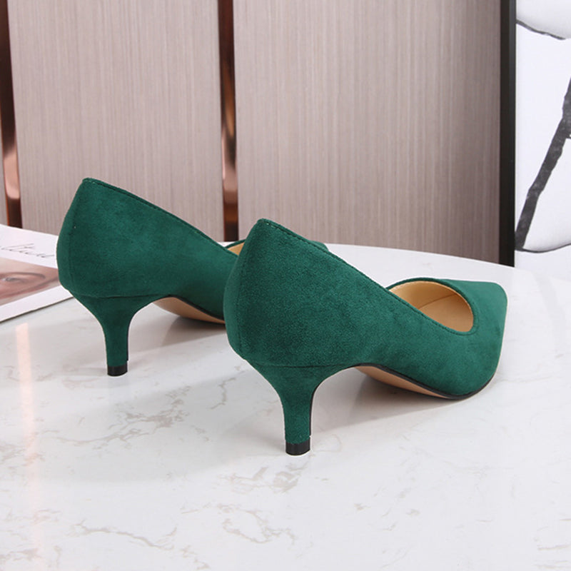 size 12 women kitten heels pointed toe OL suede stiletto heels