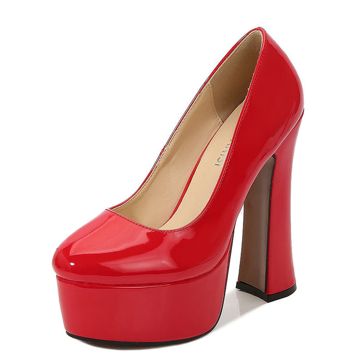 size 12 women platform heels chunky high slip on block heels