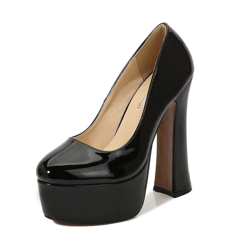 size 12 women platform heels chunky high slip on block heels