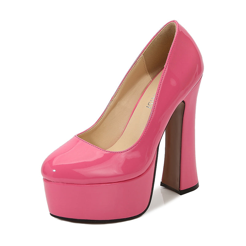 size 12 women platform heels chunky high slip on block heels