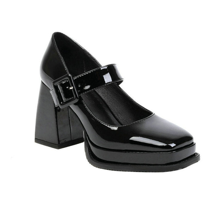 size 12 women platform loafers buckle strap chunky loafers