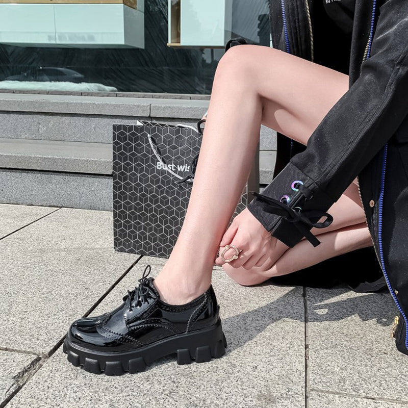 size 12 women platform loafers patent leather chunky loafers