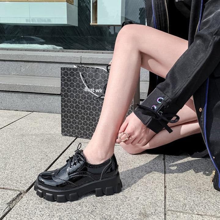 size 12 women platform loafers patent leather chunky loafers