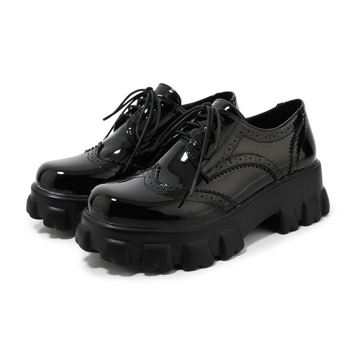size 12 women platform loafers patent leather chunky loafers