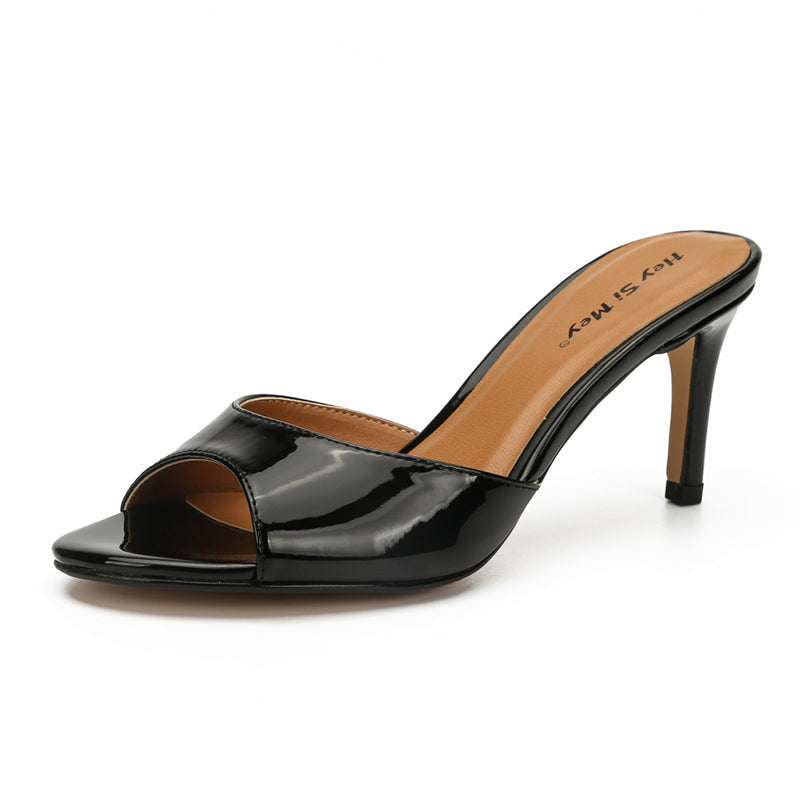 size 13.5 women slide sandals peep toe slip on heel sandal