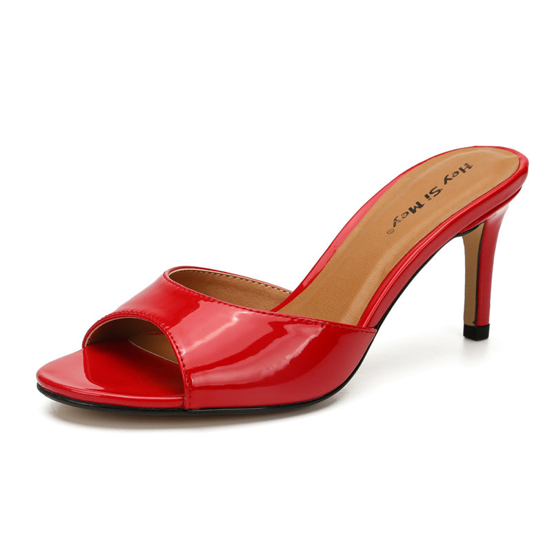 size 13.5 women slide sandals peep toe slip on heel sandal