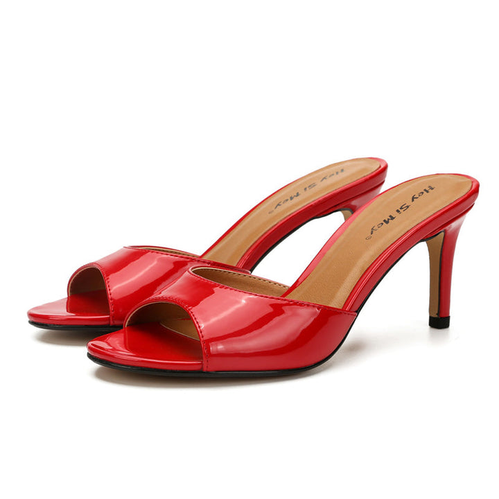 size 13.5 women slide sandals peep toe slip on heel sandal