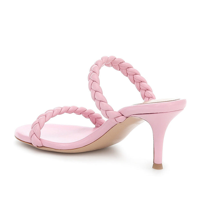 size 12 women slide sandals woven two strap peep toe heel sandal