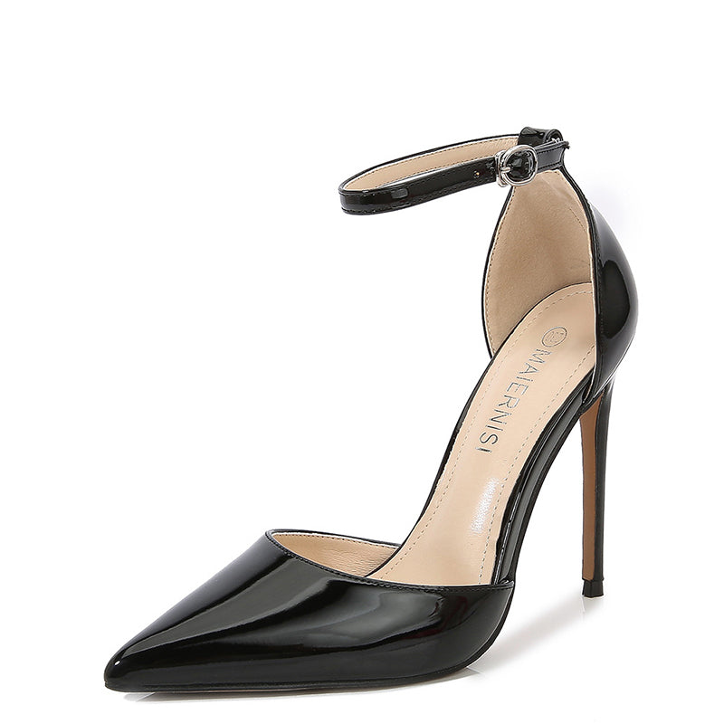 size 12 women stilettos pointed toe side hollow ankle strap heels