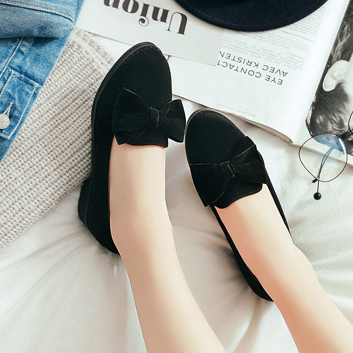 size 12 women suede loafers bowknot medium heel slip on loafers