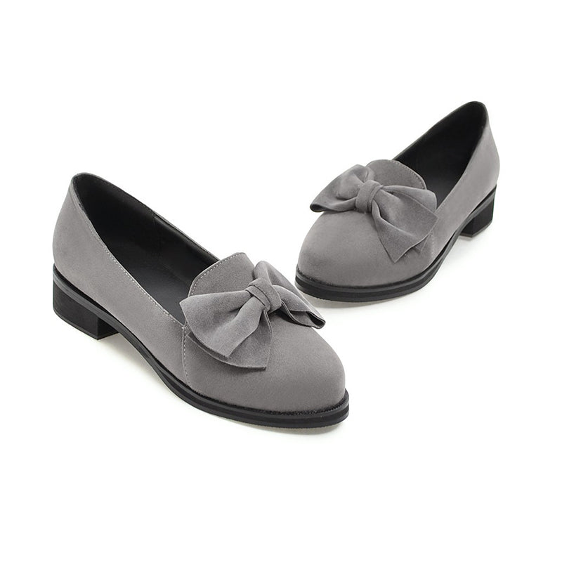 size 12 women suede loafers bowknot medium heel slip on loafers