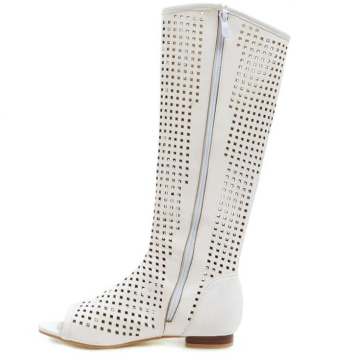 size 13.5 women summer boots hollow peep toe knee high boots