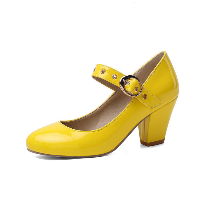 size 13.5 women heeled loafers buckle patent leather loafers