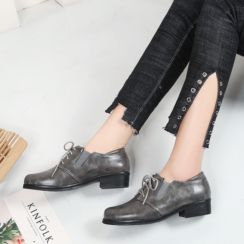 size 13.5 women medium chunky heel loafers lace up casual loafers