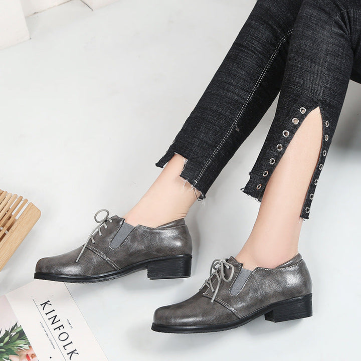 size 13.5 women medium chunky heel loafers lace up casual loafers