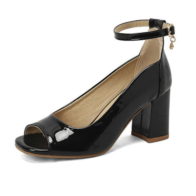 size 14.5 women heel sandals chunky peep toe ankle strap sandals