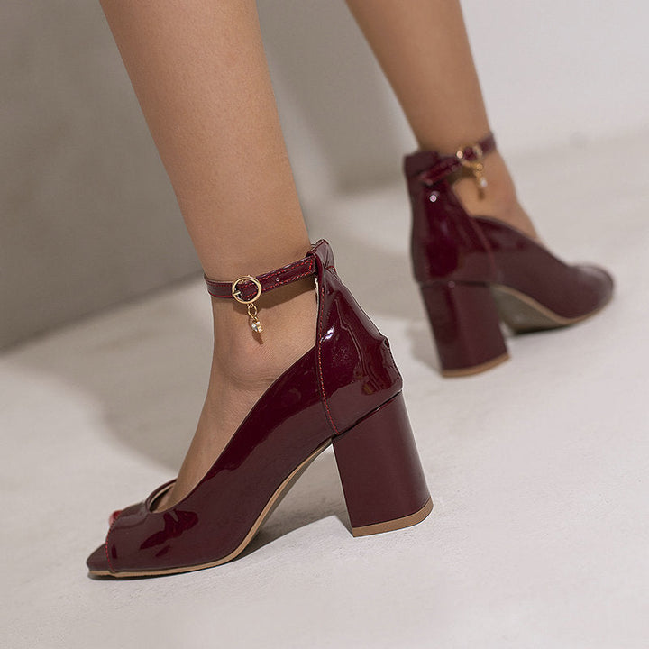 size 14.5 women heel sandals chunky peep toe ankle strap sandals