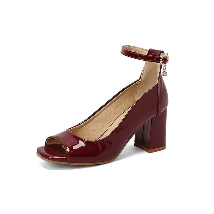 size 14.5 women heel sandals chunky peep toe ankle strap sandals