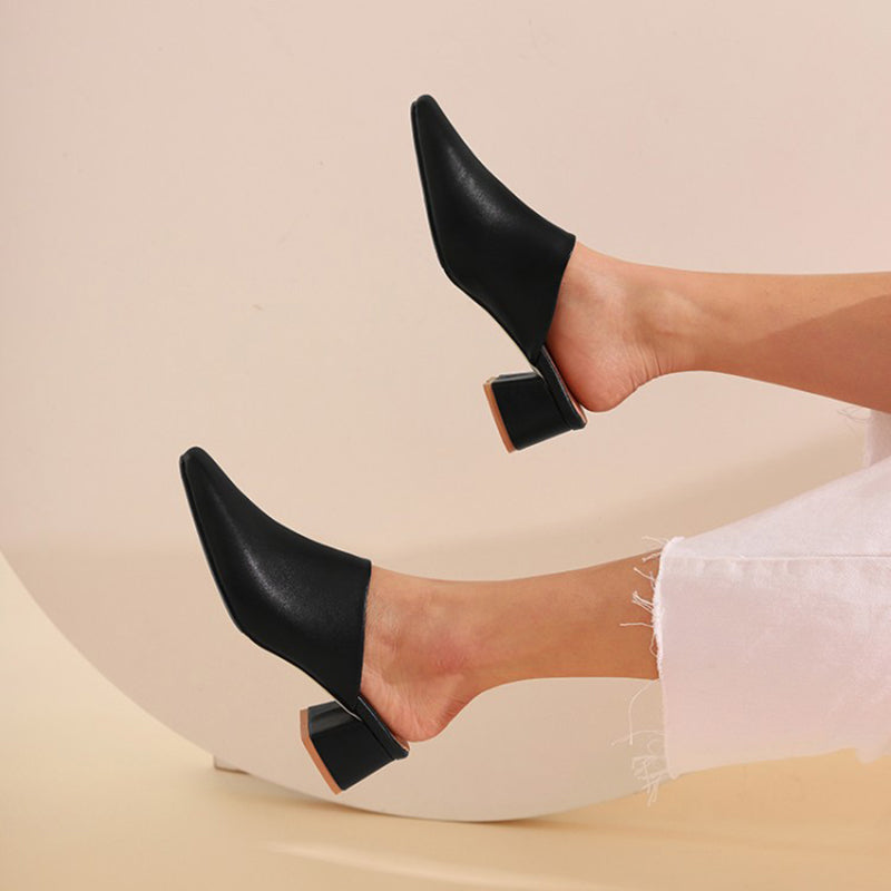 size 14.5 women mule sandals chunky heel slip on closed toe sandals