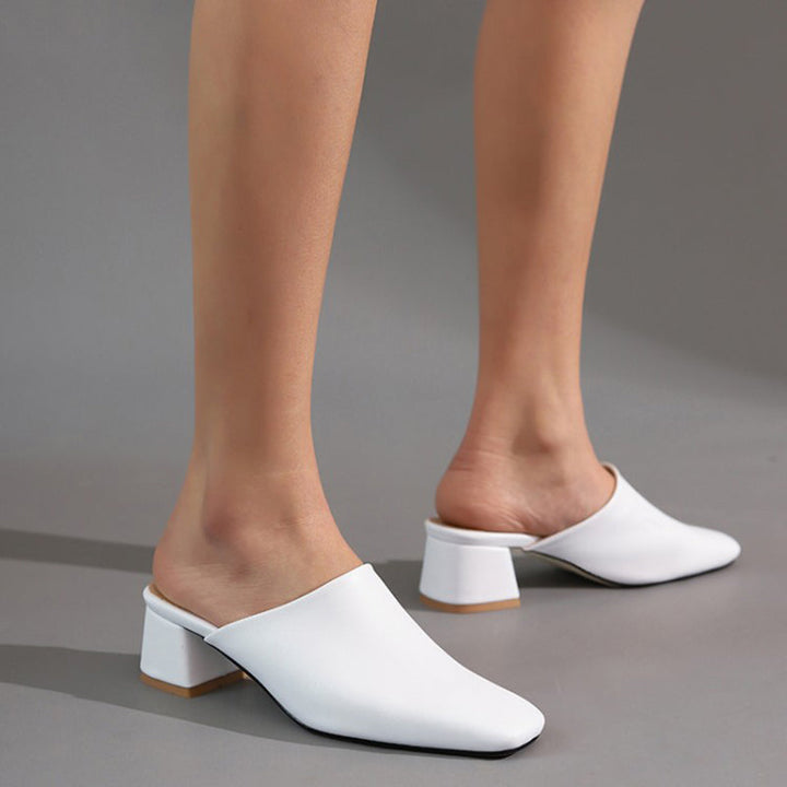 size 14.5 women mule sandals chunky heel slip on closed toe sandals