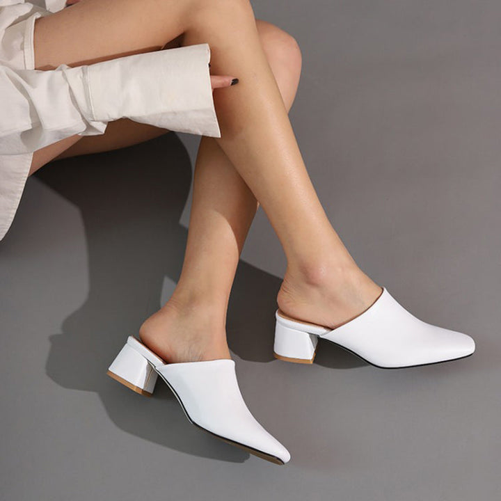 size 14.5 women mule sandals chunky heel slip on closed toe sandals