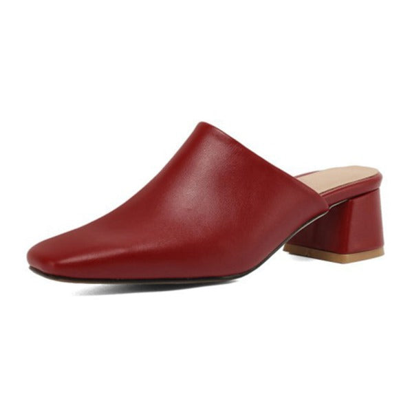 size 14.5 women mule sandals chunky heel slip on closed toe sandals