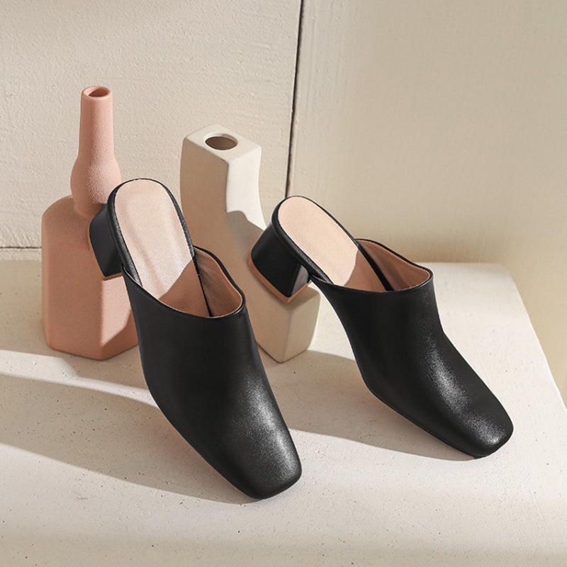 size 14.5 women mule sandals chunky heel slip on closed toe sandals