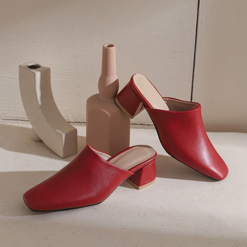 size 14.5 women mule sandals chunky heel slip on closed toe sandals
