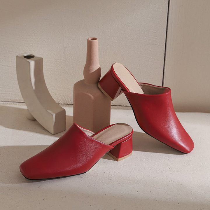 size 14.5 women mule sandals chunky heel slip on closed toe sandals