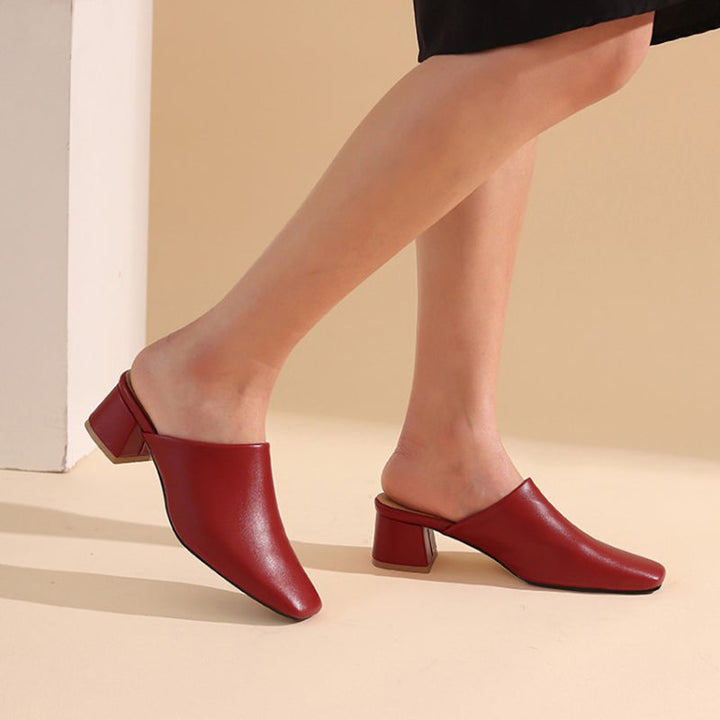 size 14.5 women mule sandals chunky heel slip on closed toe sandals