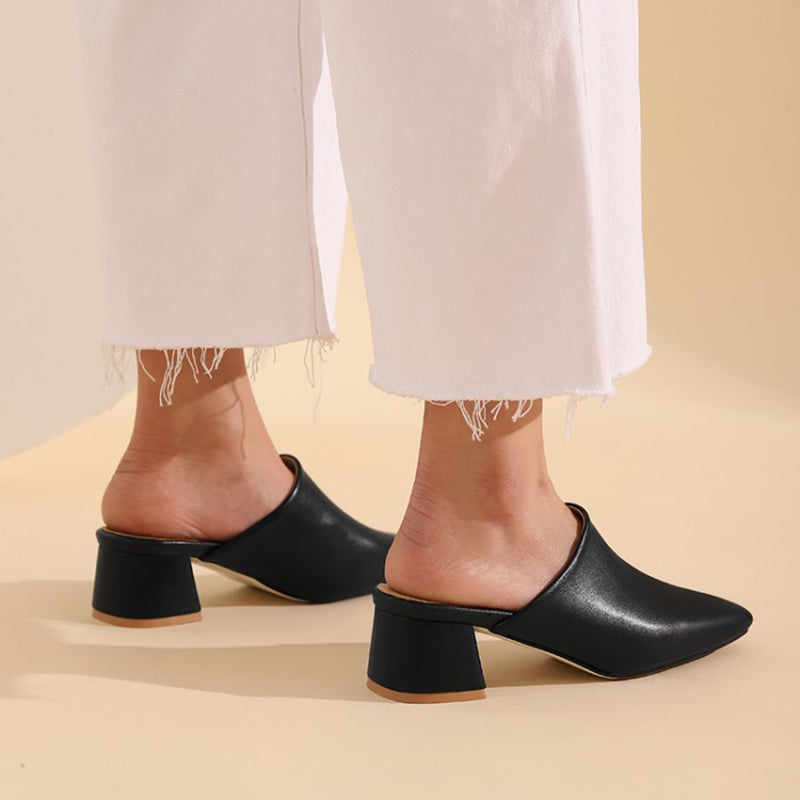 size 14.5 women mule sandals chunky heel slip on closed toe sandals