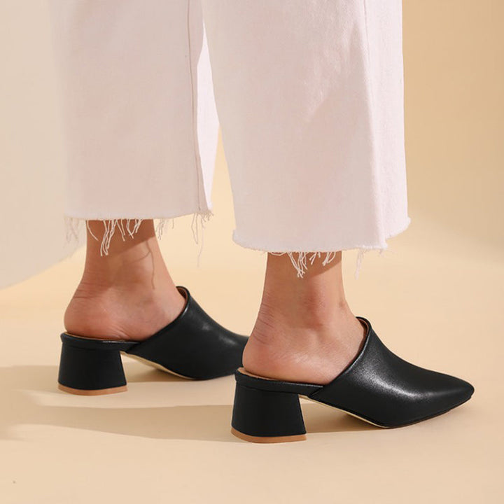 size 14.5 women mule sandals chunky heel slip on closed toe sandals