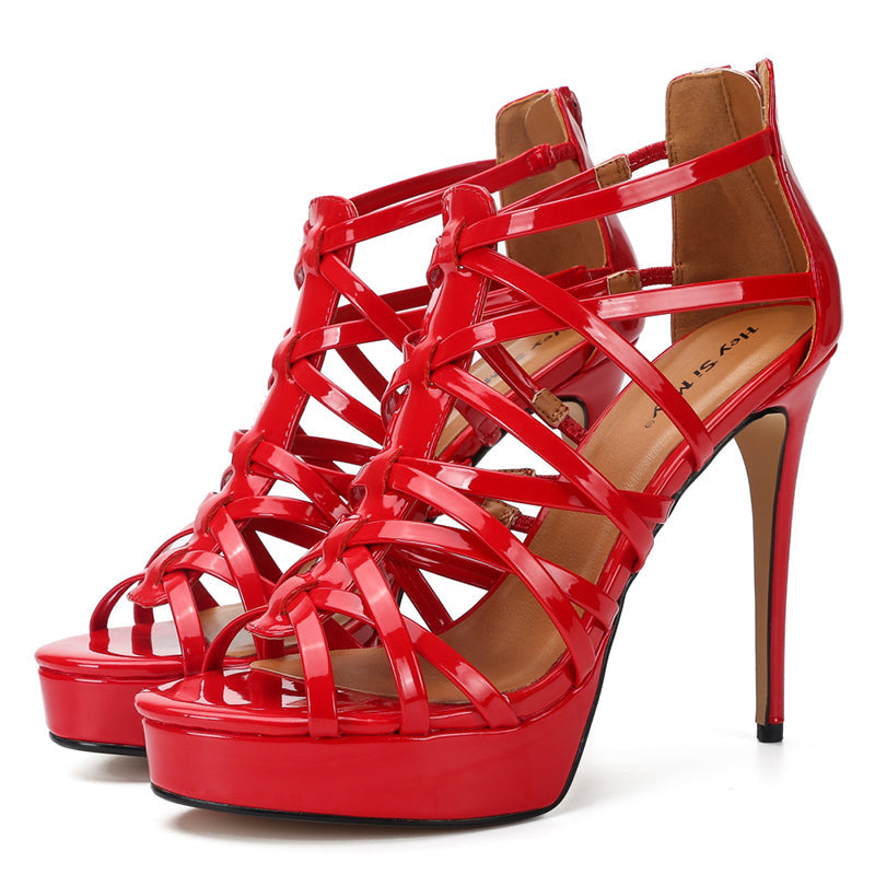 size 14.5 women platform sandals hollow peep toe stiletto heel sandal