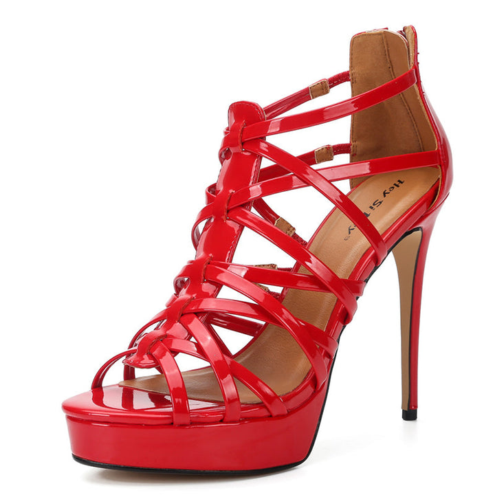 size 14.5 women platform sandals hollow peep toe stiletto heel sandal